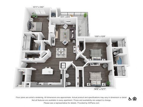 C1 Floor Plan at 3500 Westlake Apartments, Texas